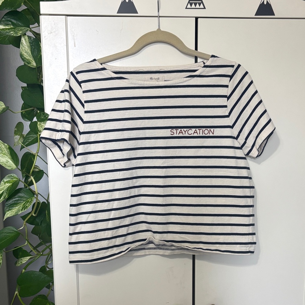 Madewell White and Navy Striped 'Staycation' Tee